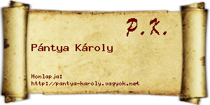 Pántya Károly névjegykártya